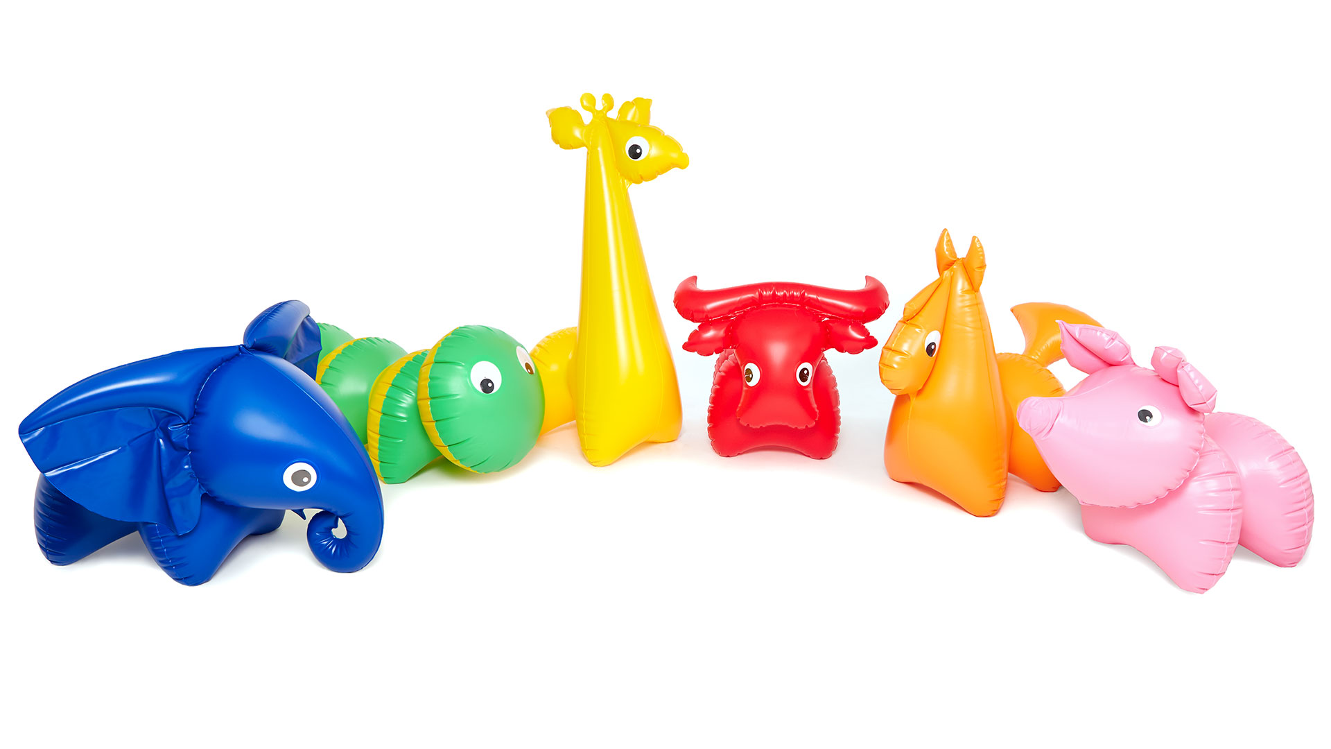 Nafukovací hračky Slon, Housenka, Žirafa, Buvol, Koník a Prasátko © Fatra
